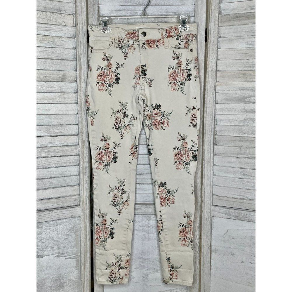 Taylor & Sage White Floral Skinny Jeans Size 7